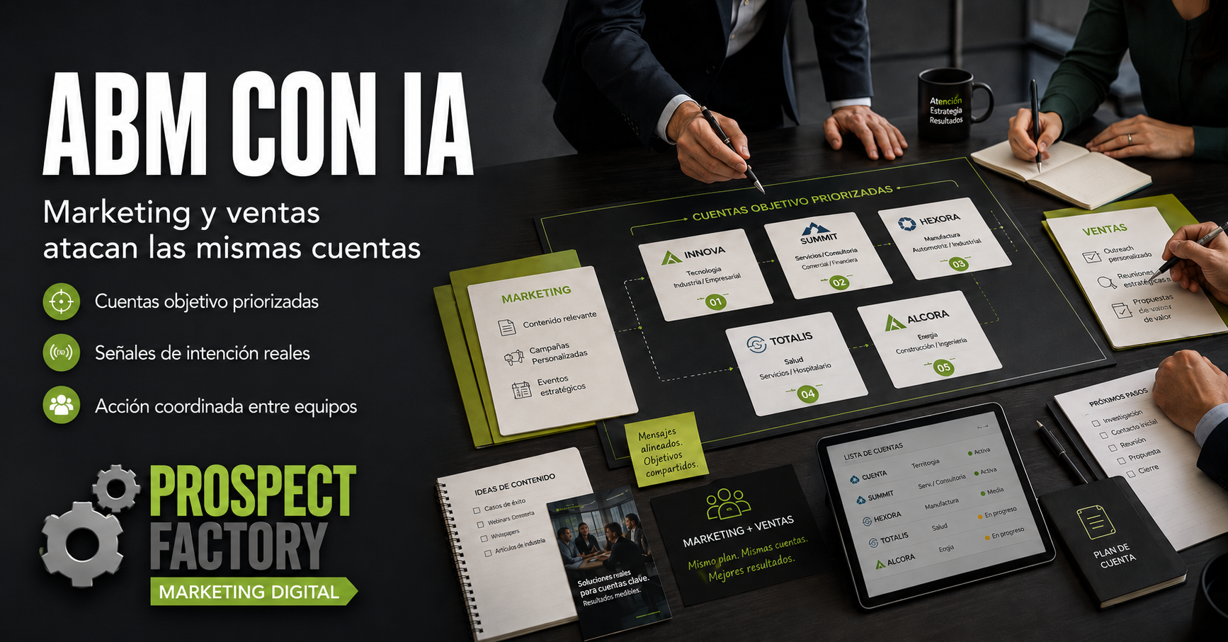 ABM con inteligencia artificial para alinear marketing y ventas sobre cuentas objetivo con señales de intención reales.