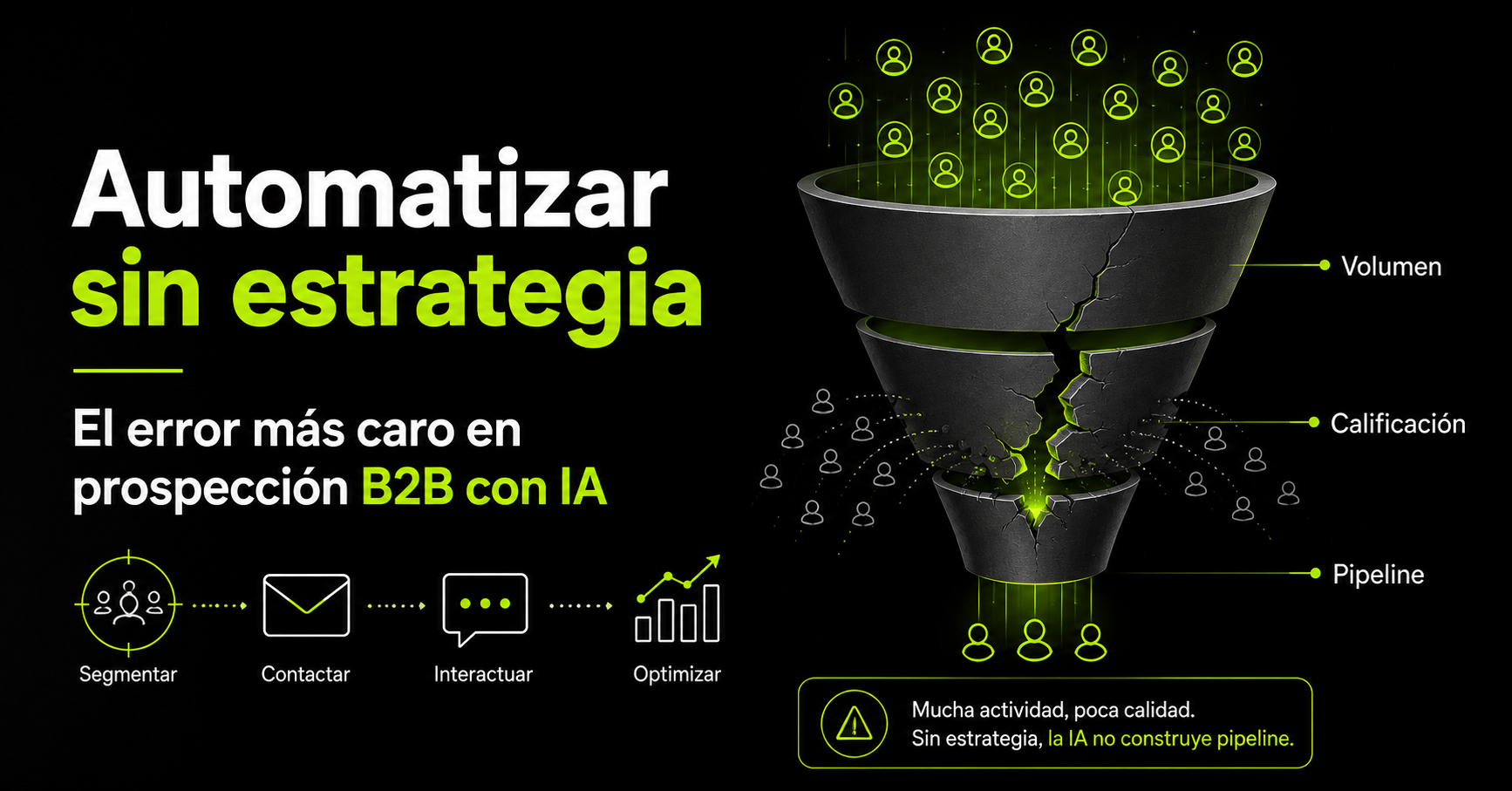 Automatizar prospección B2B sin estrategia provoca fugas en calificación, baja calidad de leads y poco pipeline comercial.